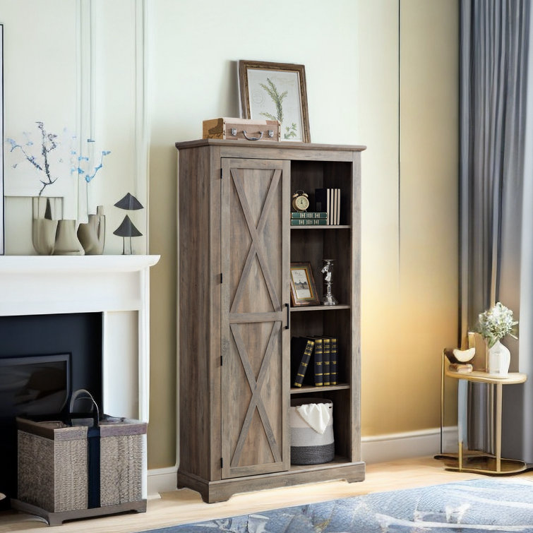 Gracie Oaks Farnborough Farmhouse Tall Storage with Sliding